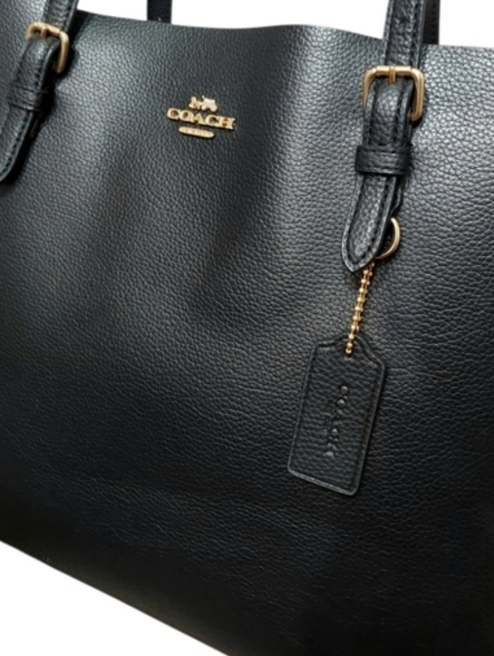 Coach Mollie Three Compartment Center Zip Black Leather Tote No. 1671 - Picture 3 of 10
